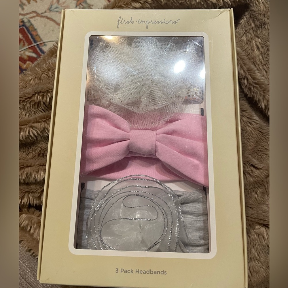 First Impressions 3- Pack Baby Girl Headbands